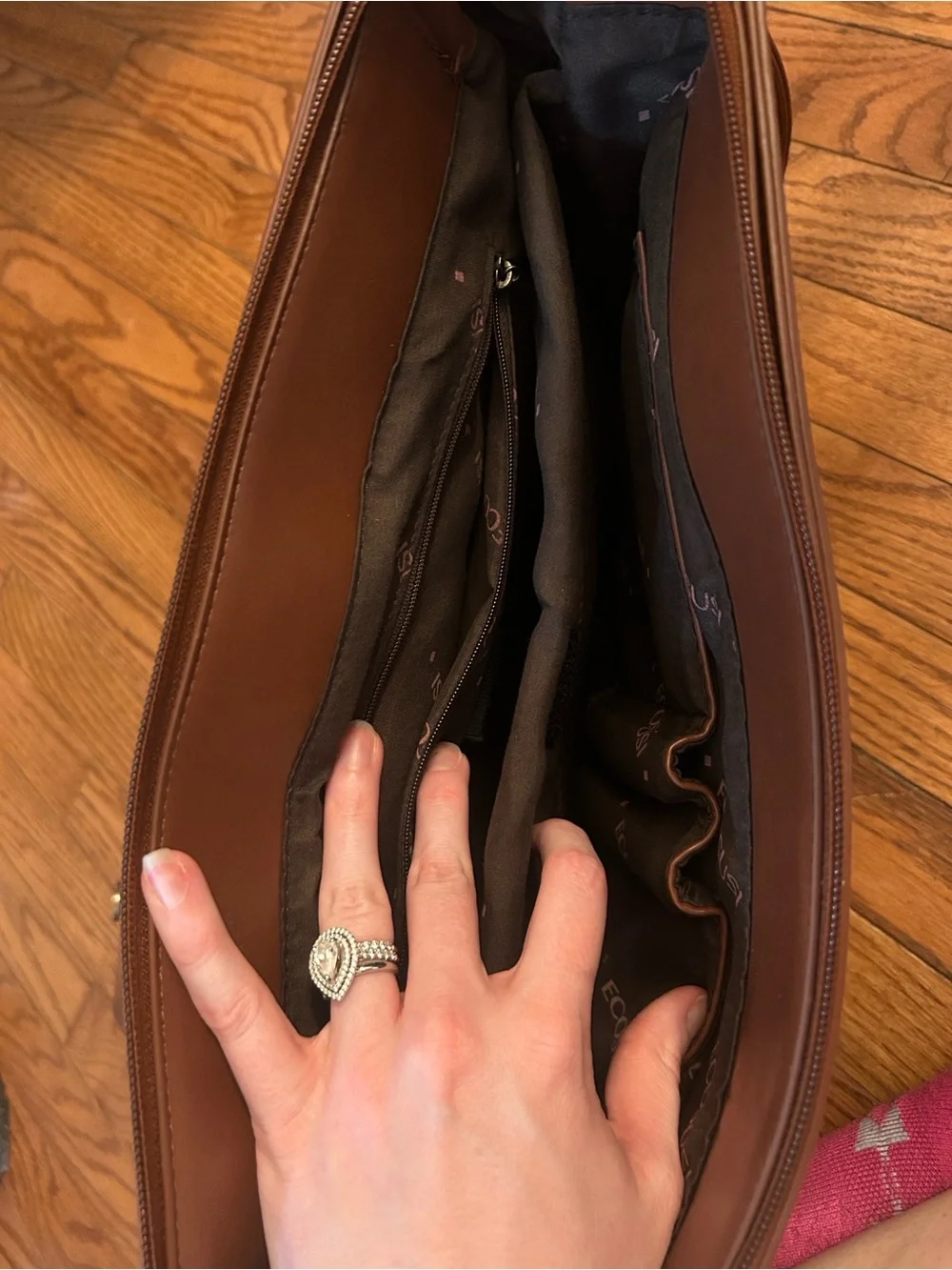 Classic Brown Laptop Tote with Detachable Strap
